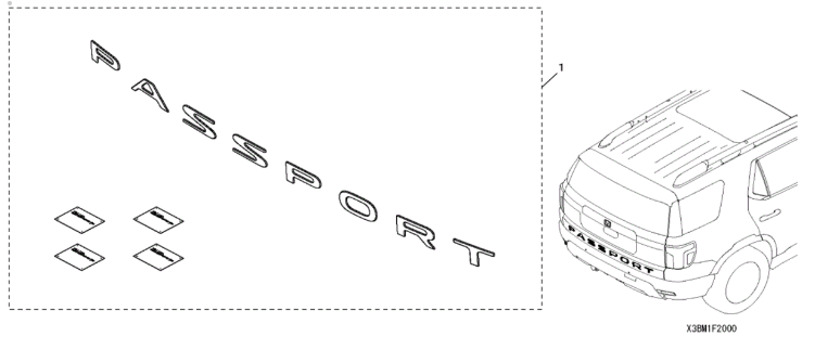 Gloss Black Passport Emblem 2026 Honda Passport