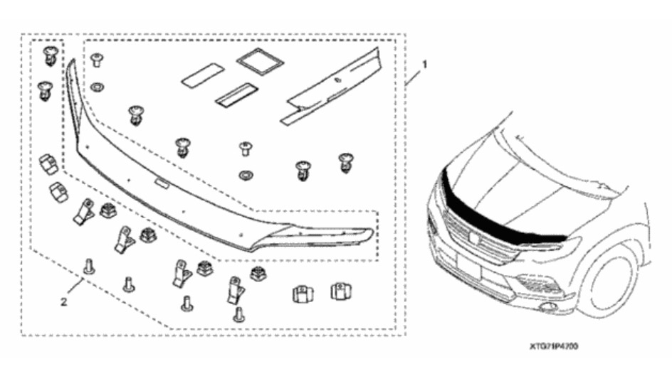 Honda OEM Hi-Lip Ridgeline Passport Pilot Hood Air Deflector Bug Rock Chip Guard- Fits 2016 to 2020