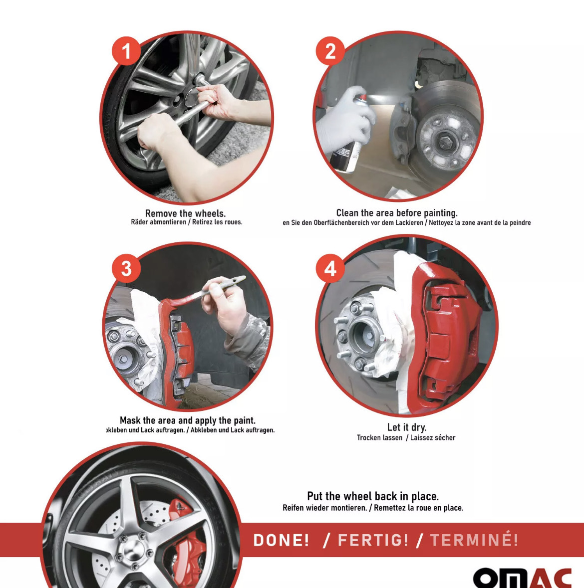 OMAC Brake Caliper Paint High-Temp Resistance Car Paint Set