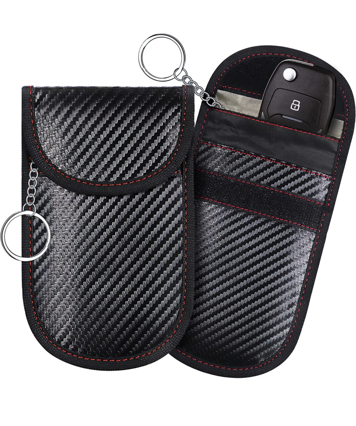 RFID Key Fob Antitheft Car Security Protector - Pouch Bags Key Fob Signal Blocker, Anti-Hacking Key Protection (2 Pack)