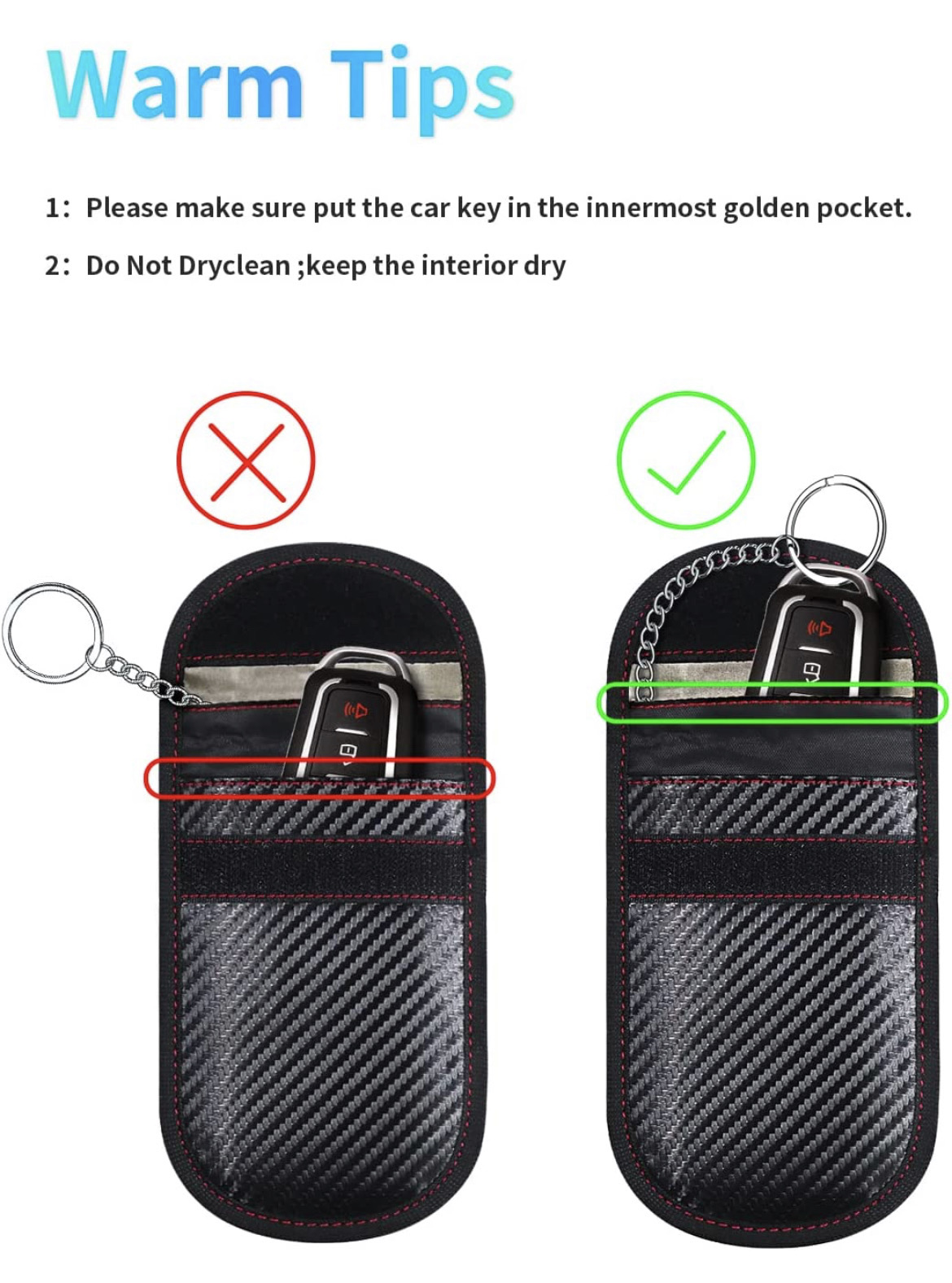 RFID Key Fob Antitheft Car Security Protector - Pouch Bags Key Fob Signal Blocker, Anti-Hacking Key Protection (2 Pack)
